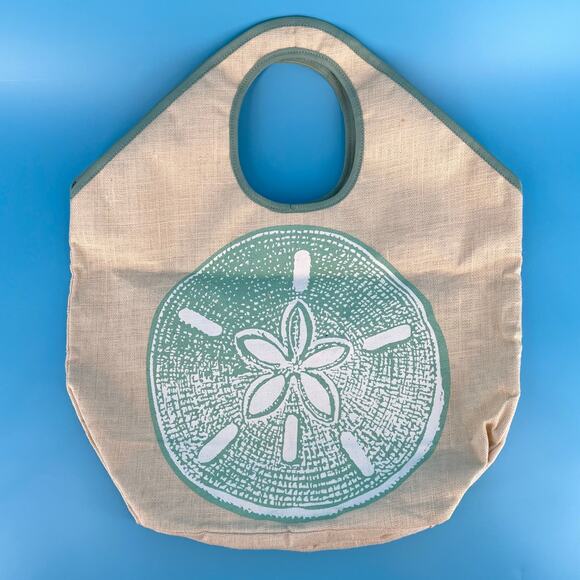 Mudpie sand dollar jute beach bag tote - Picture 1 of 6